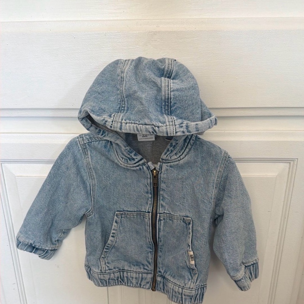 Zara Light Blue Hooded Denim-Style Kids Jacket